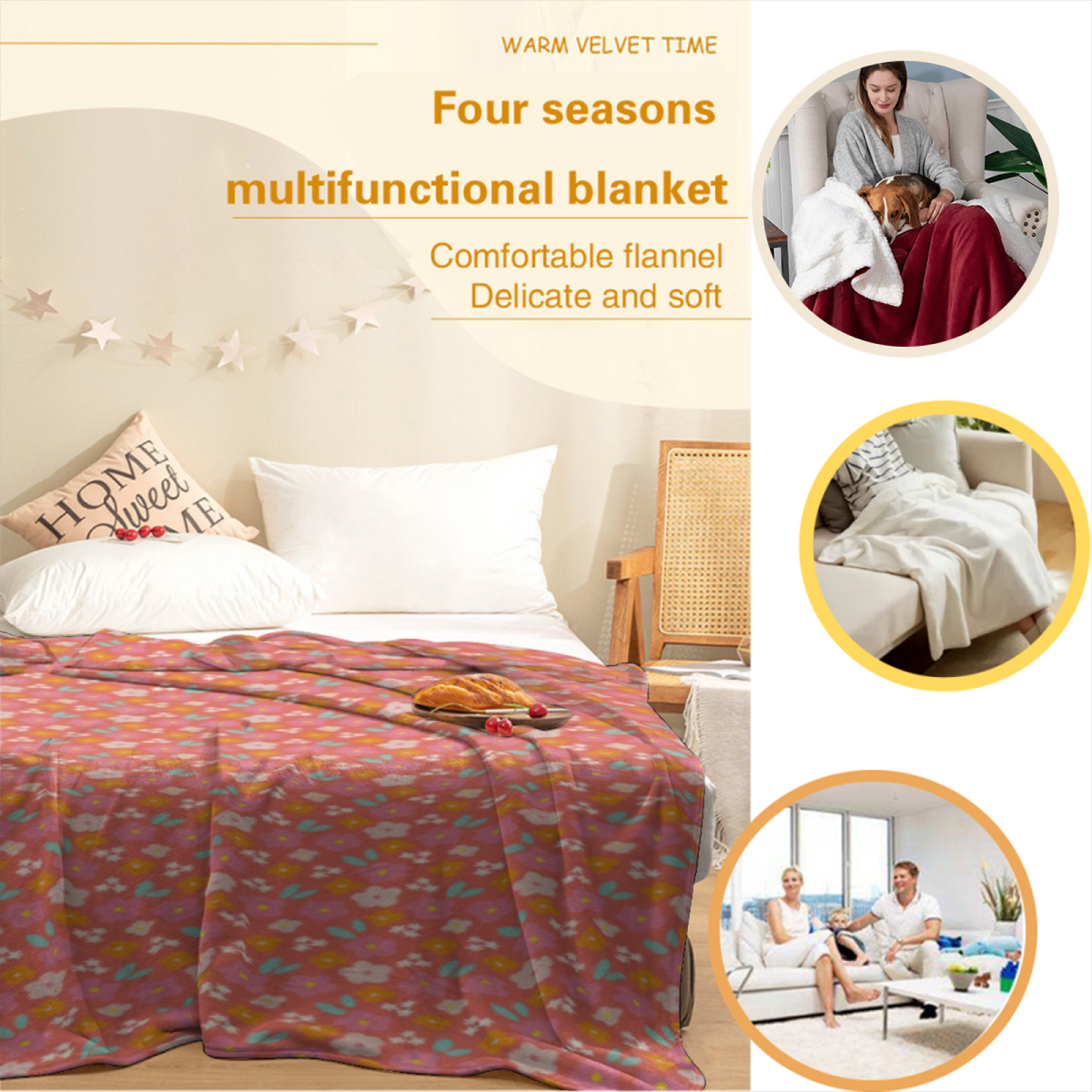 Modern Blush Pink Cedar Petal Soft Flannel Blanket
