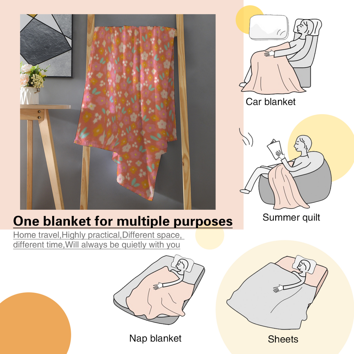 Modern Blush Pink Cedar Petal Soft Flannel Blanket