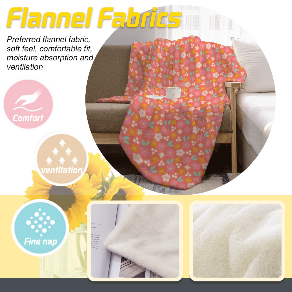 Modern Blush Pink Cedar Petal Soft Flannel Blanket
