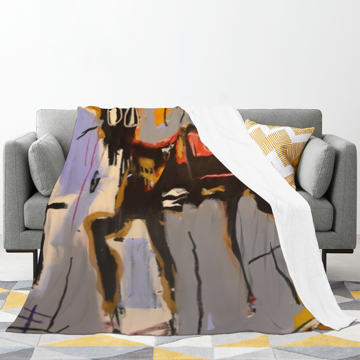 Luminous Sprout Rich Multicolor Modern Art Flannel Throw Blanket