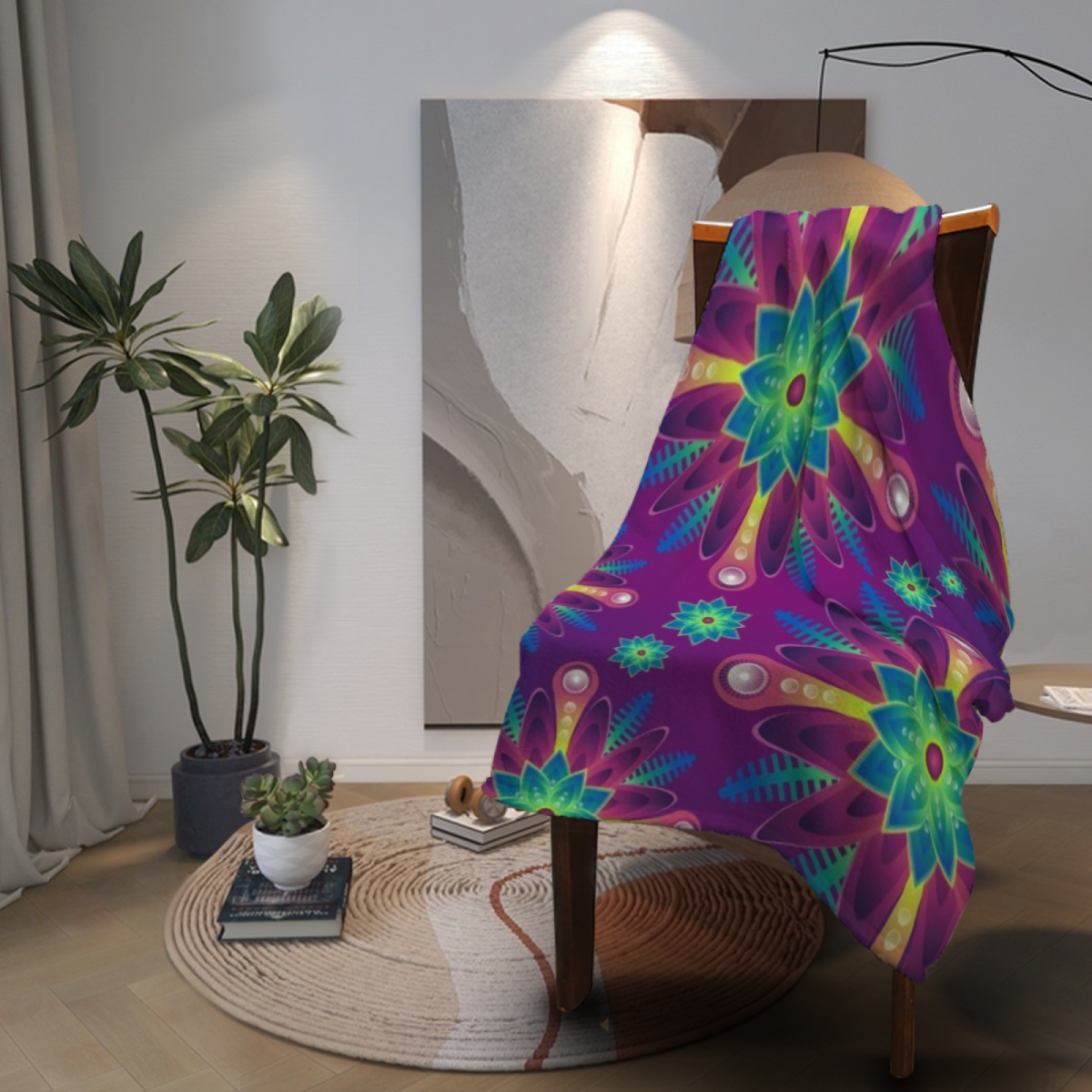 Electric Ripple Inspired Flannel Sofa Throw ¨C Dusty Lavender Palette