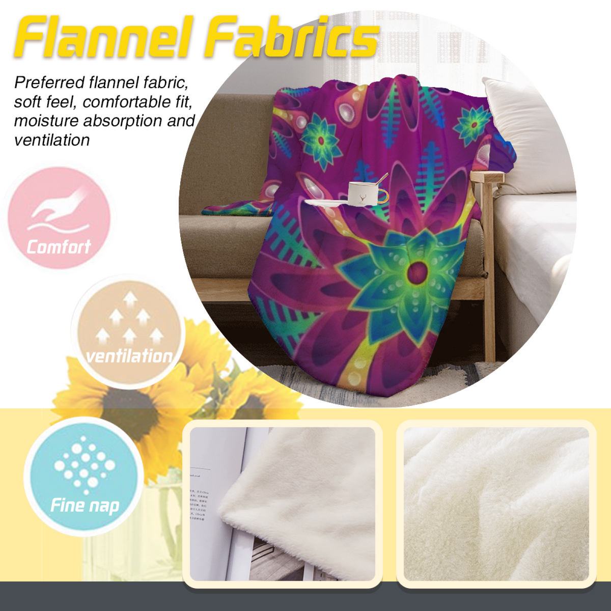 Electric Ripple Inspired Flannel Sofa Throw ¨C Dusty Lavender Palette