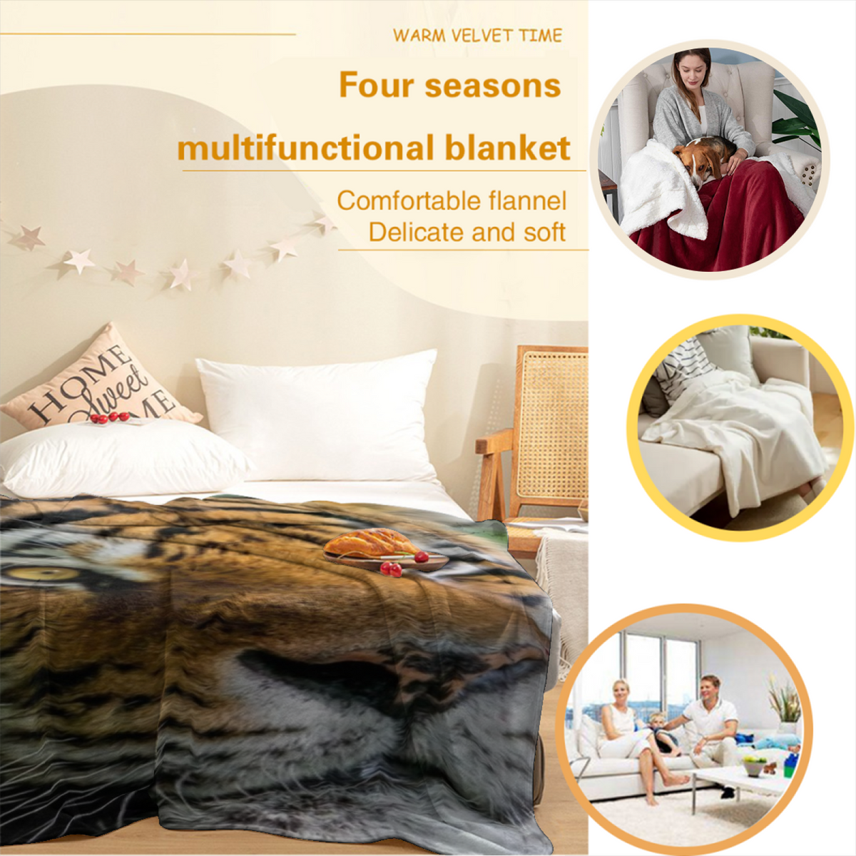 Modern Earthy Multicolor Orchid Glow Plush Flannel Throw