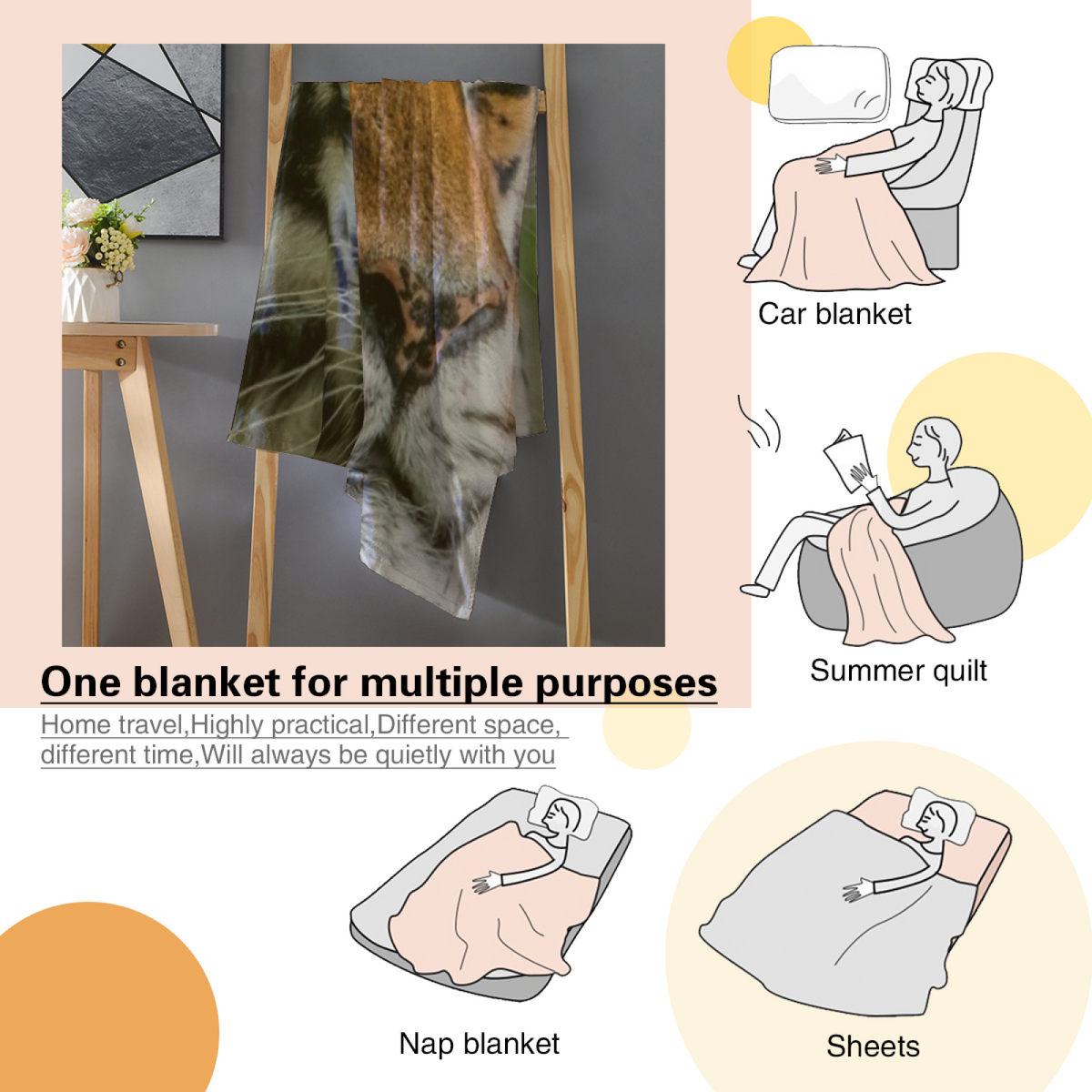 Modern Earthy Multicolor Orchid Glow Plush Flannel Throw