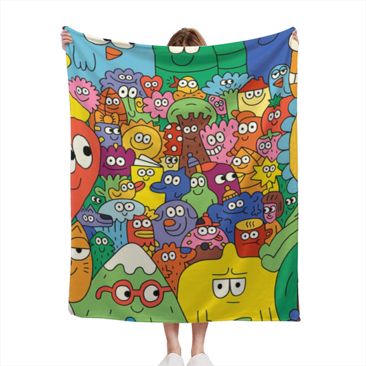 Copper Carnival Expressive Print Flannel Sofa Throw in Rich Multicolor