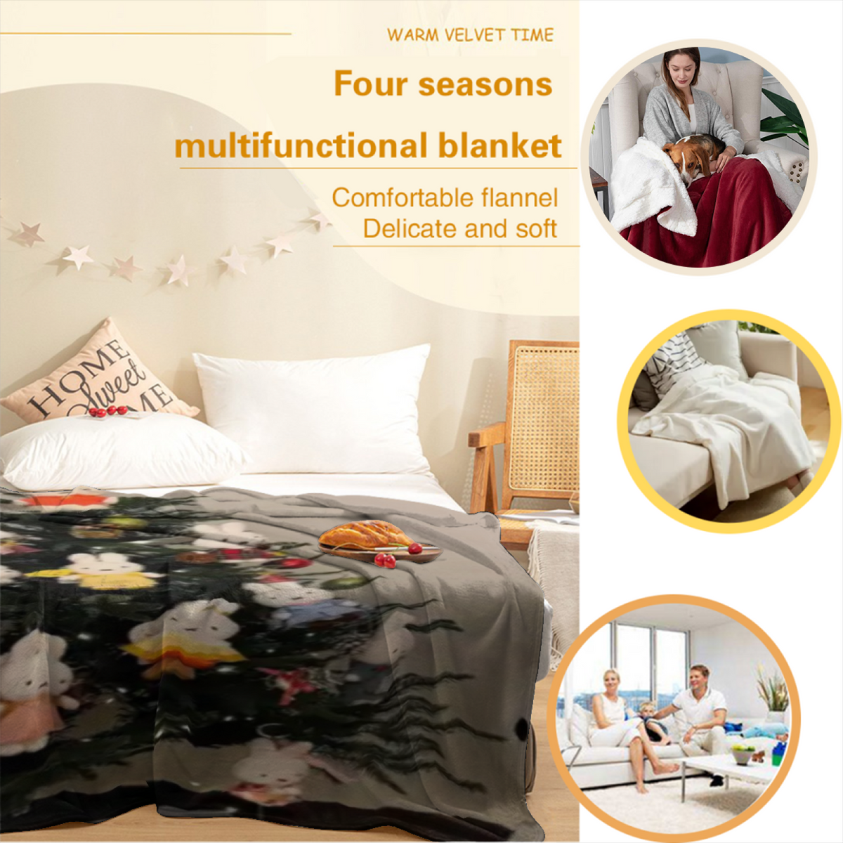 Flannel Throw Blanket with Festival Galaxy Cozy Cottage Artwork