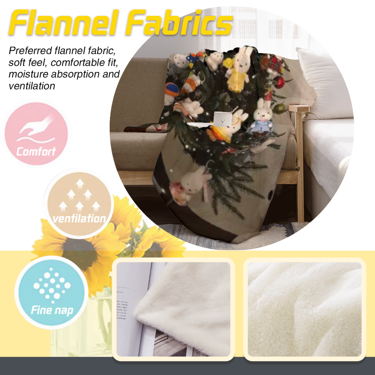 Flannel Throw Blanket with Festival Galaxy Cozy Cottage Artwork
