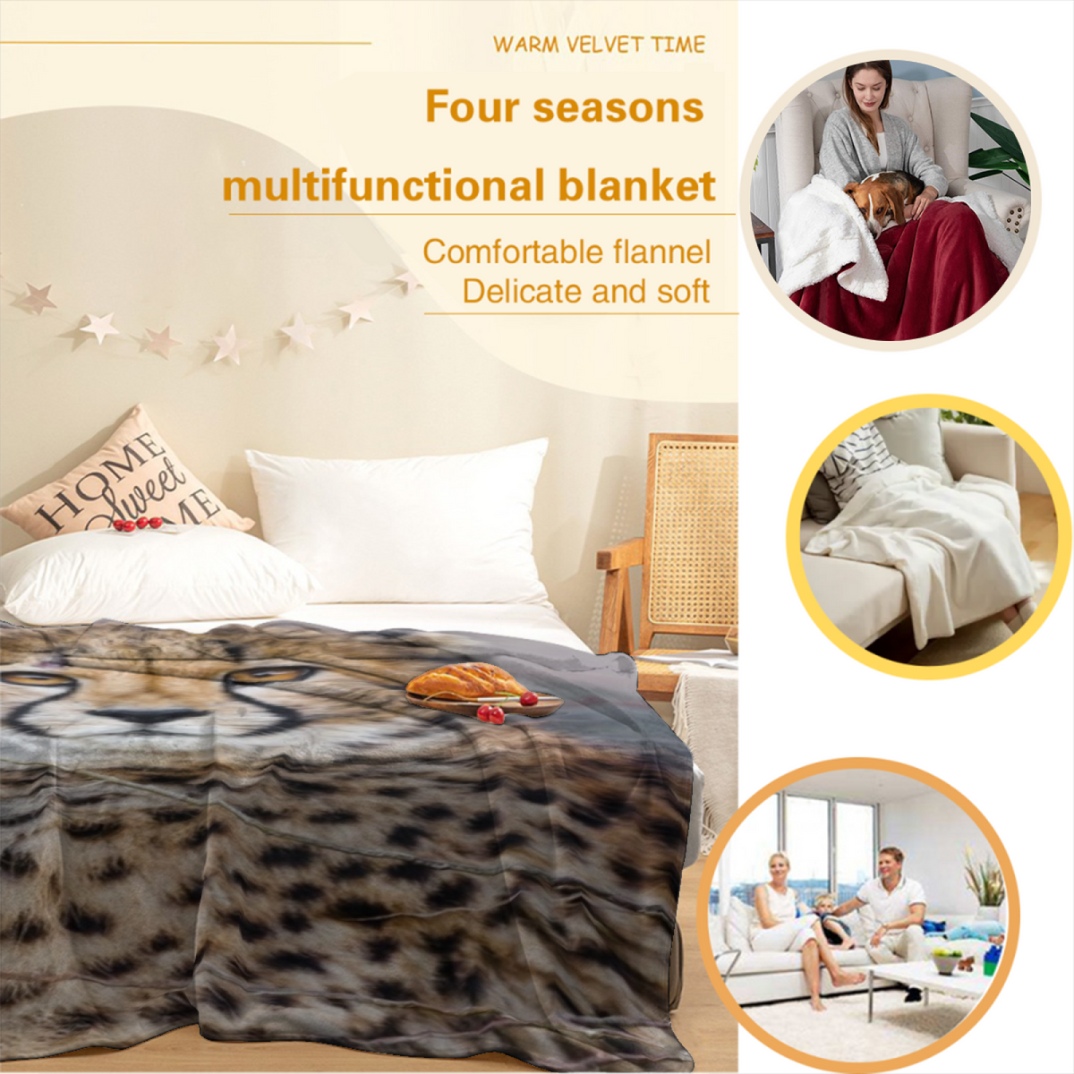 Soft Minimalist All-Season Flannel Blanket ¨C Harvest Whisper Collection