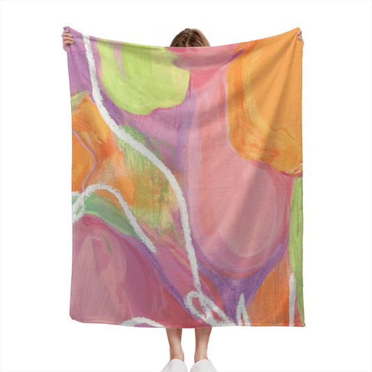 Lagoon Lagoon Pastel Multicolor Art Flannel Throw Blanket