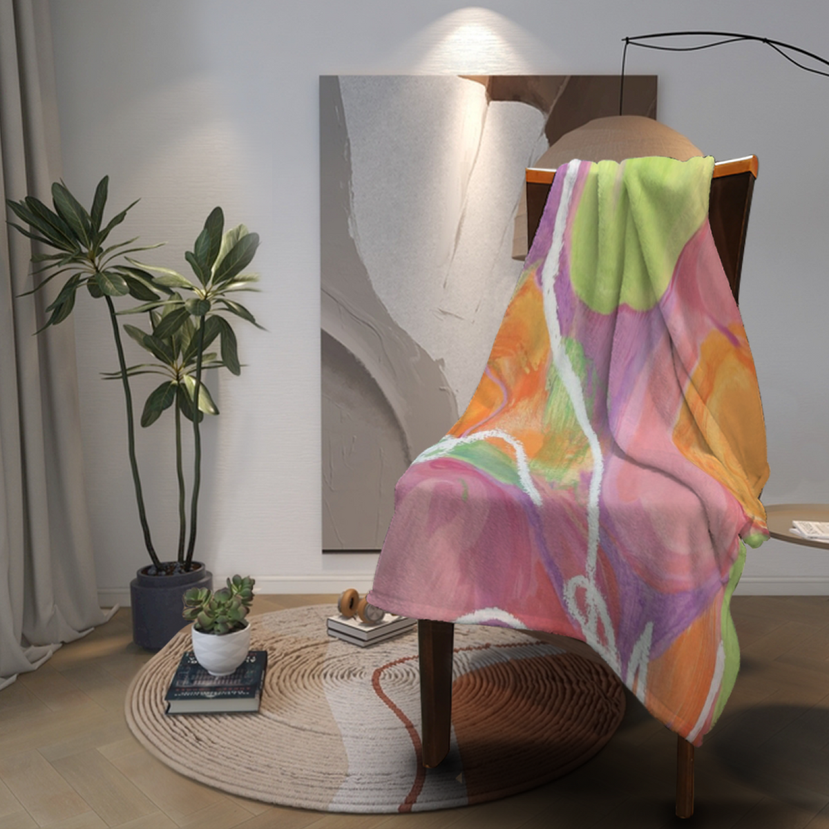 Lagoon Lagoon Pastel Multicolor Art Flannel Throw Blanket