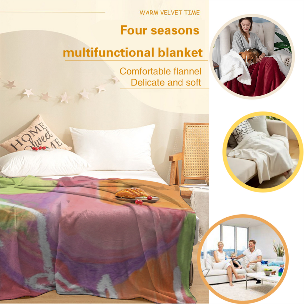 Lagoon Lagoon Pastel Multicolor Art Flannel Throw Blanket