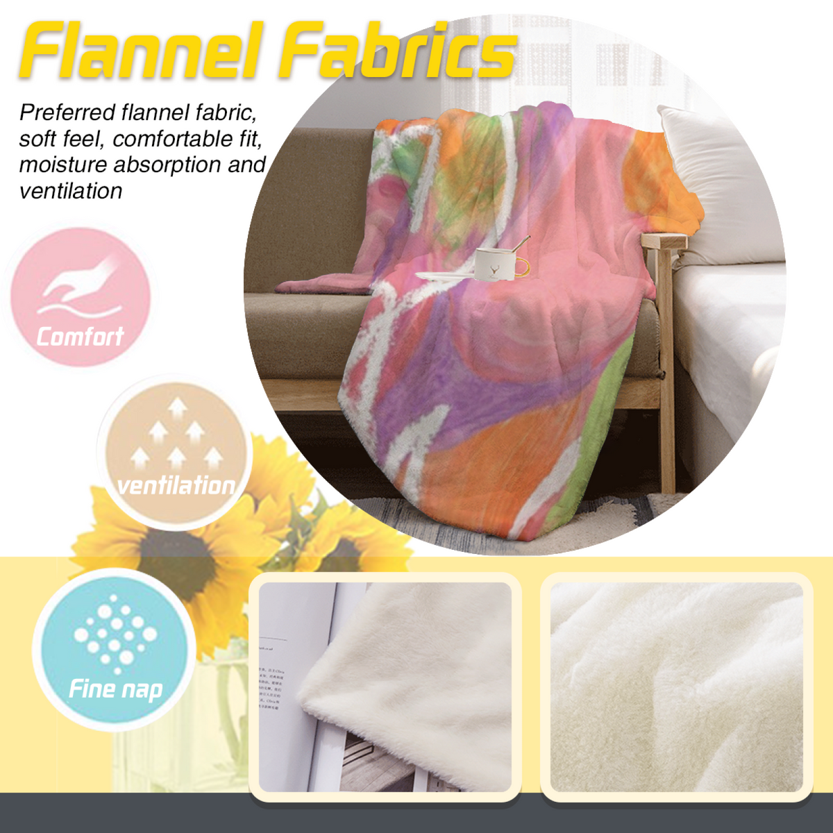 Lagoon Lagoon Pastel Multicolor Art Flannel Throw Blanket