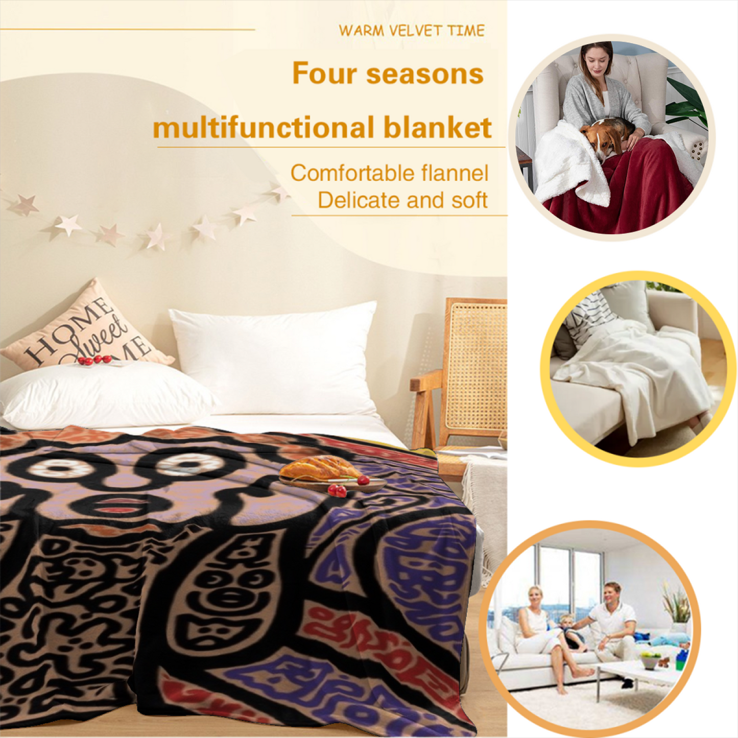 Artistic Pattern Throw Blanket ¨C Contemporary Printed Cozy Home Blanket