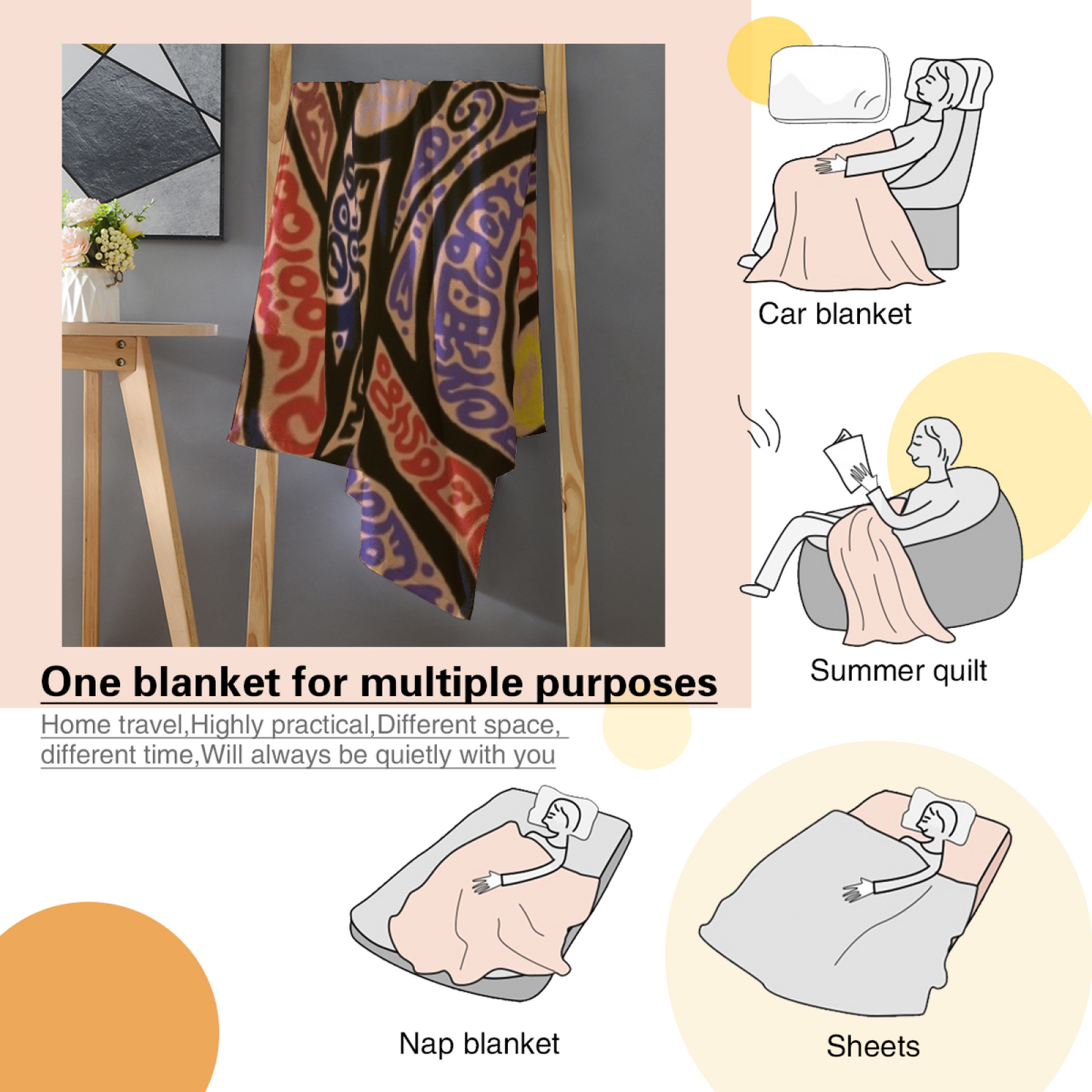 Artistic Pattern Throw Blanket ¨C Contemporary Printed Cozy Home Blanket