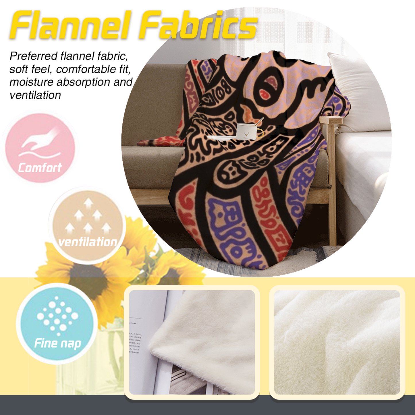 Artistic Pattern Throw Blanket ¨C Contemporary Printed Cozy Home Blanket