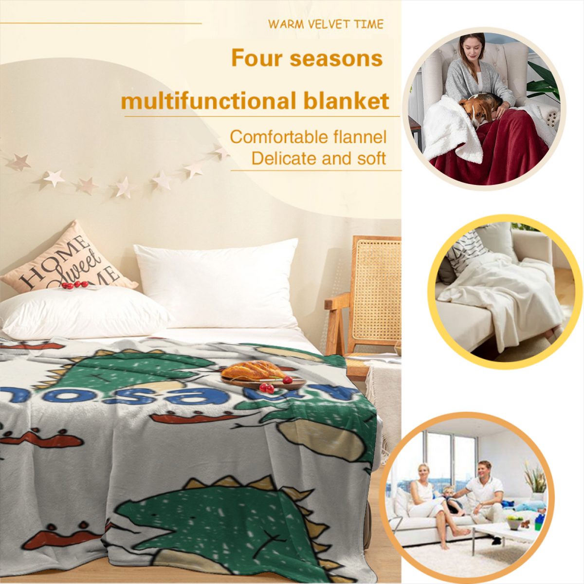 Meadow Charm Expressive Pattern Soft Flannel Blanket