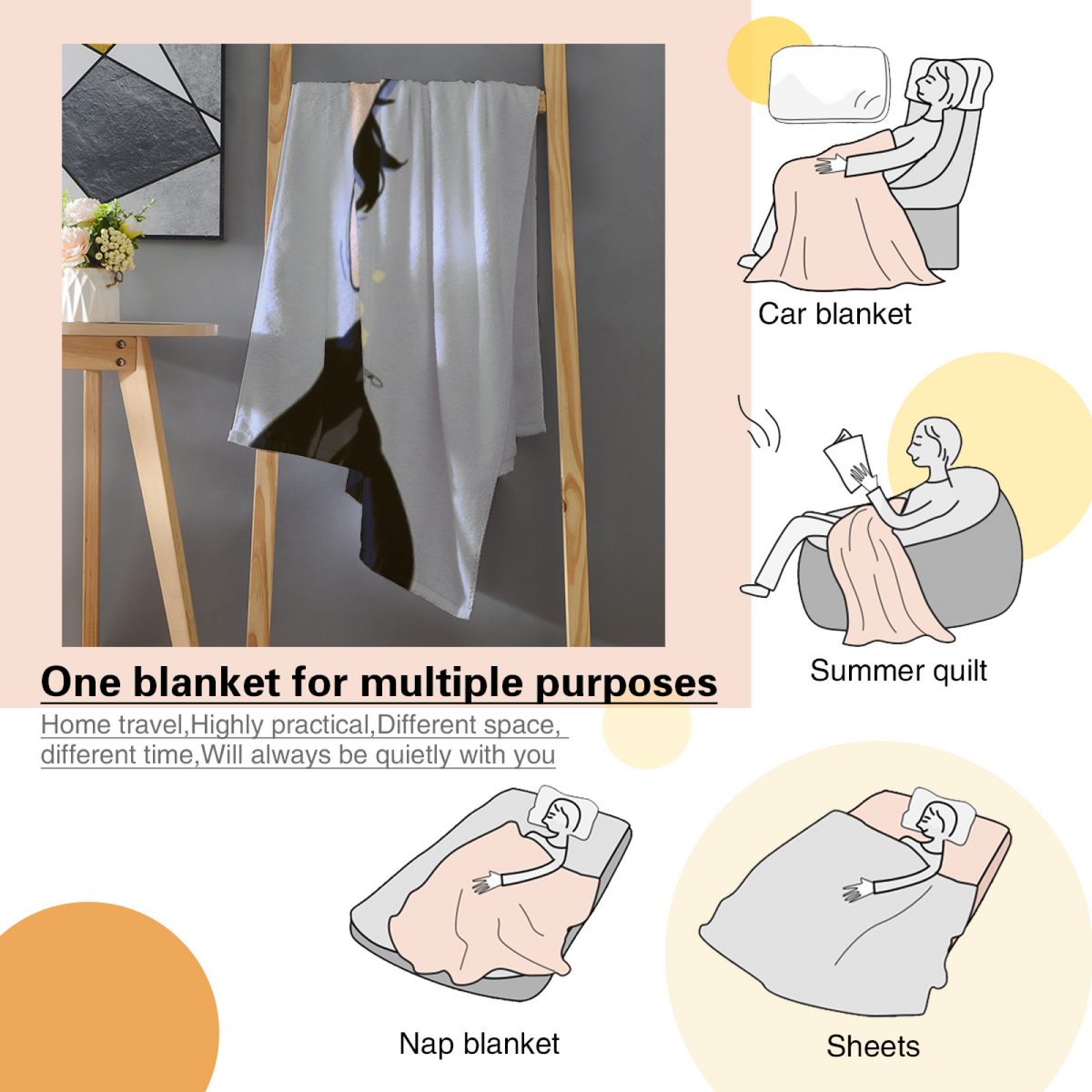 Mossy Petal Soft Flannel Blanket in Dusty Lilac