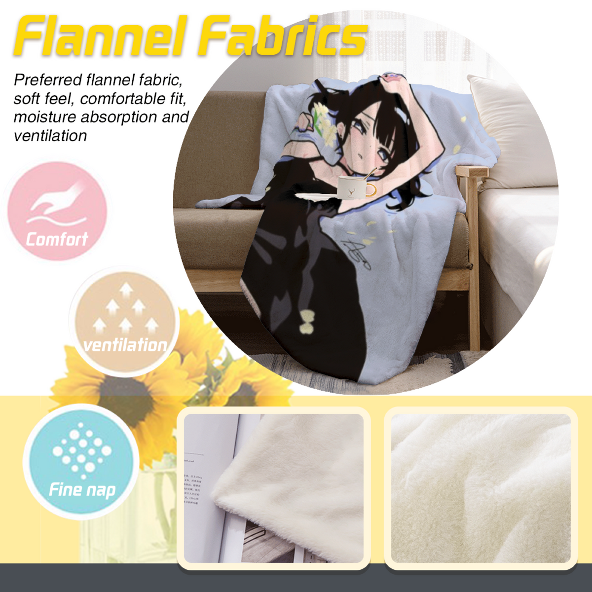 Mossy Petal Soft Flannel Blanket in Dusty Lilac