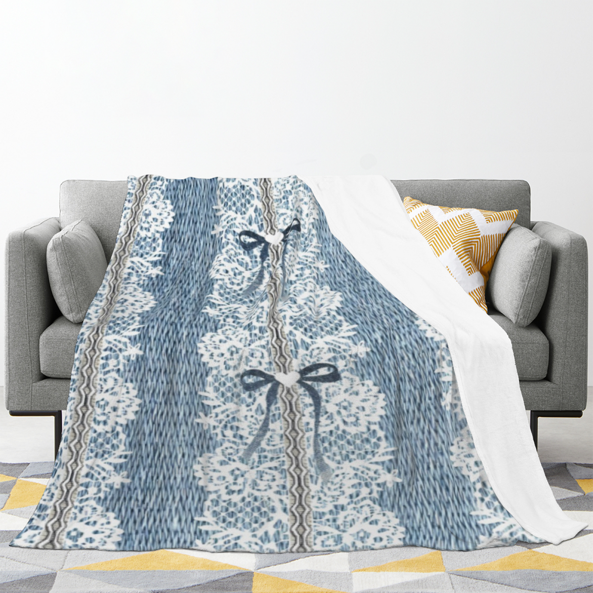 Indigo Odyssey Soft Neutral Whimsical Decorative Flannel Blanket