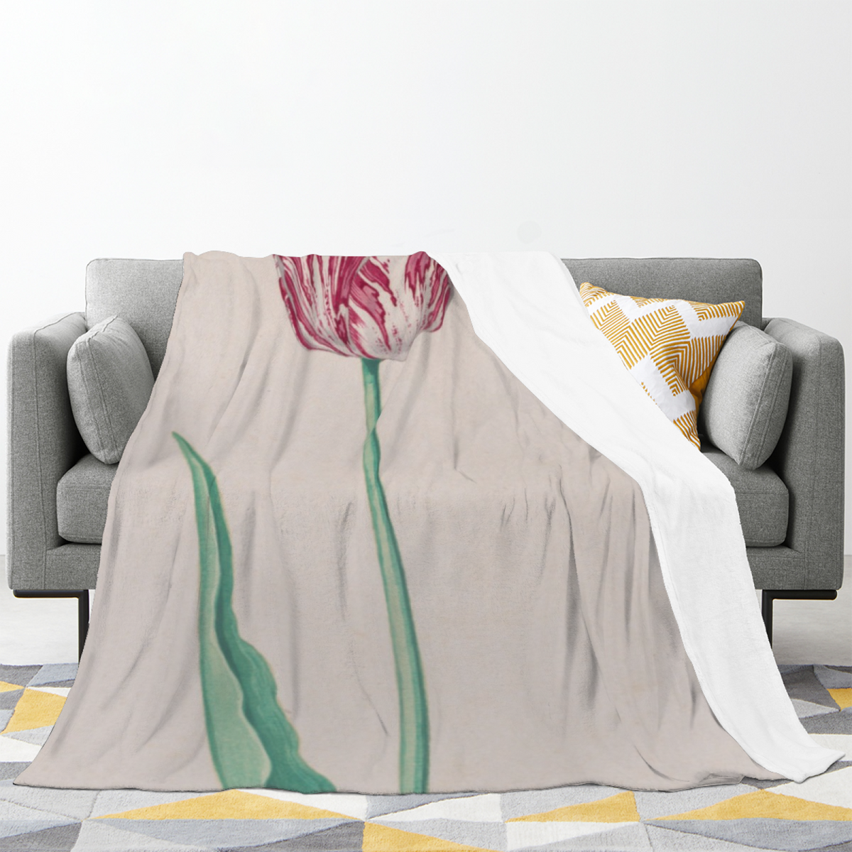 Creamy Ivory Whimsical Decor Plush Flannel Throw ¨C Watercolor Galaxy Edition