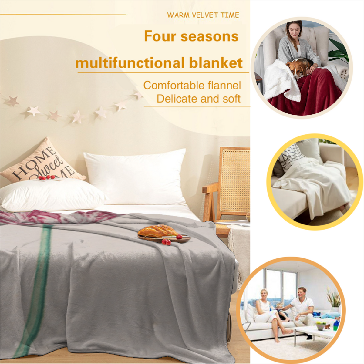 Creamy Ivory Whimsical Decor Plush Flannel Throw ¨C Watercolor Galaxy Edition