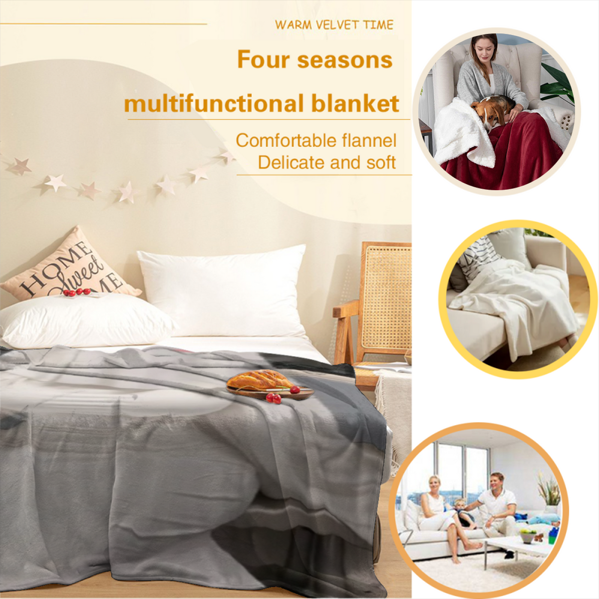 Opaline Solstice Soft Neutral Modern Art Flannel Throw Blanket