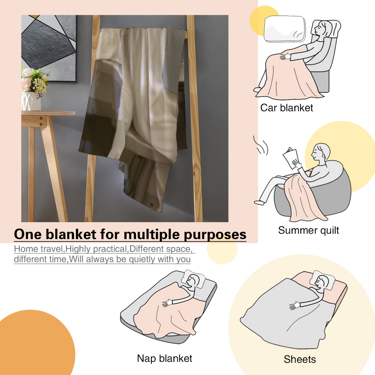 Opaline Solstice Soft Neutral Modern Art Flannel Throw Blanket