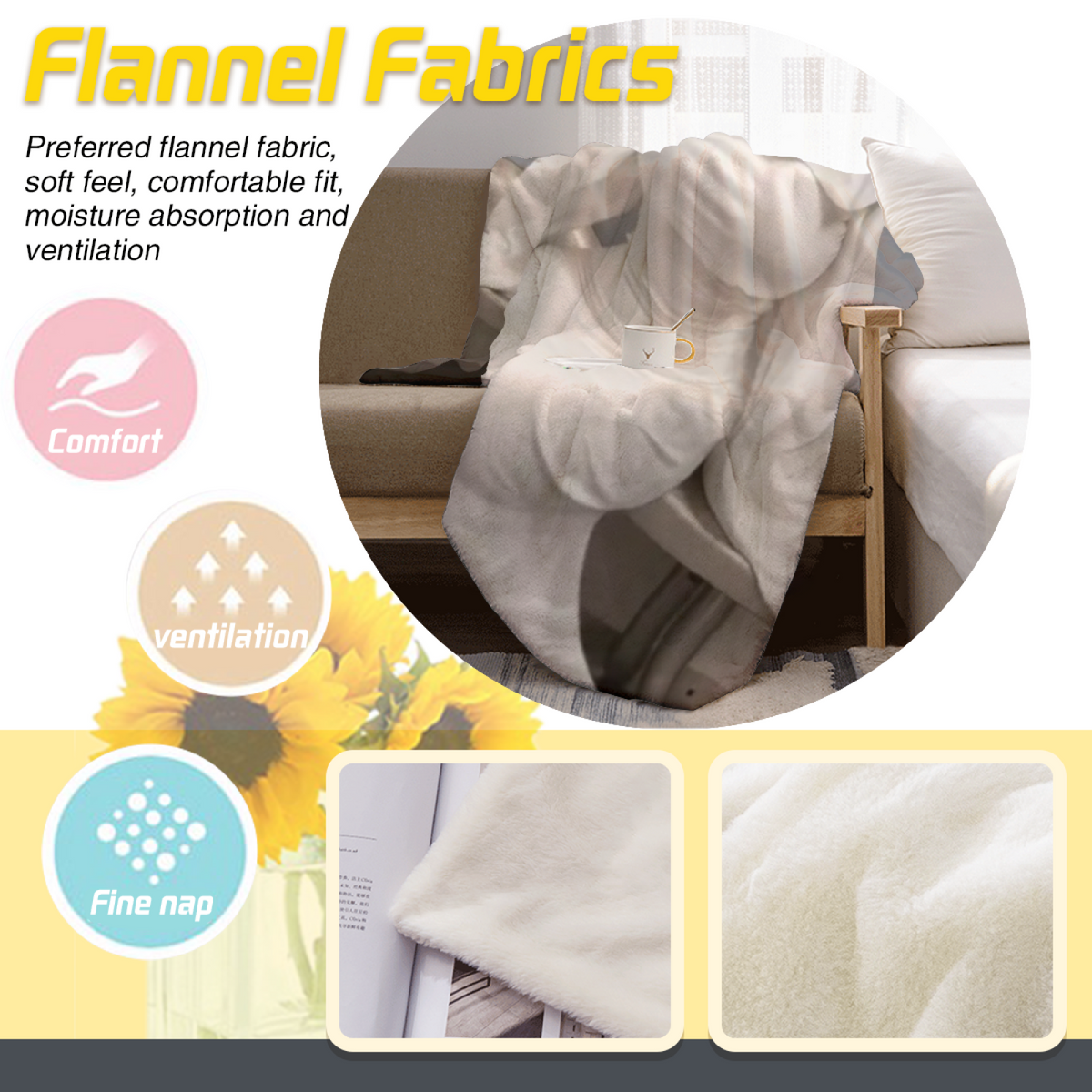 Opaline Solstice Soft Neutral Modern Art Flannel Throw Blanket