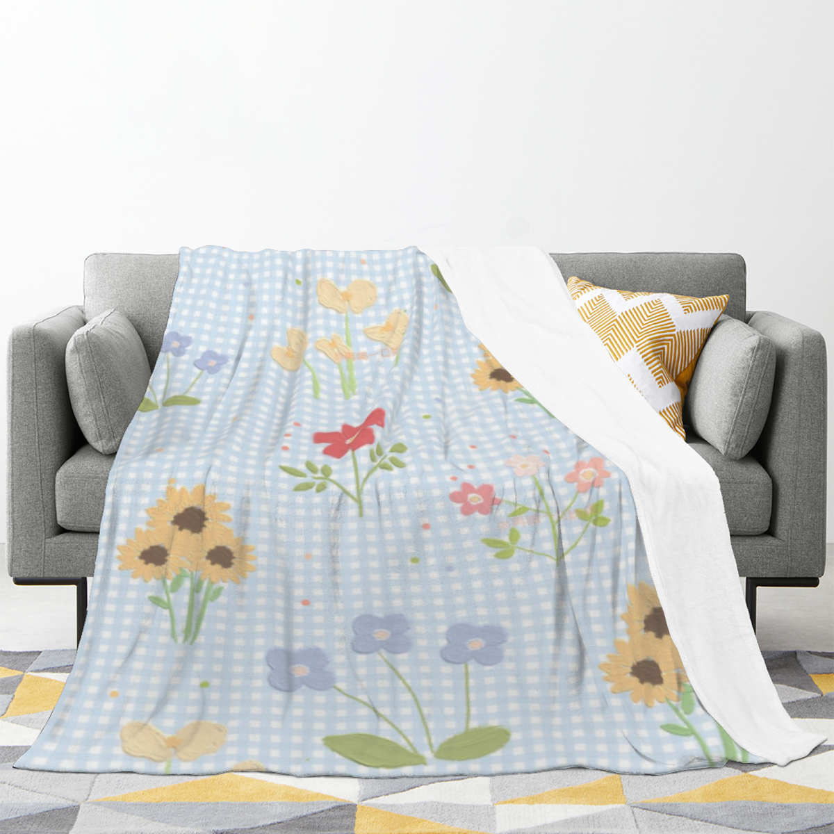Banana Cat Cartoon Plush Flannel Throw