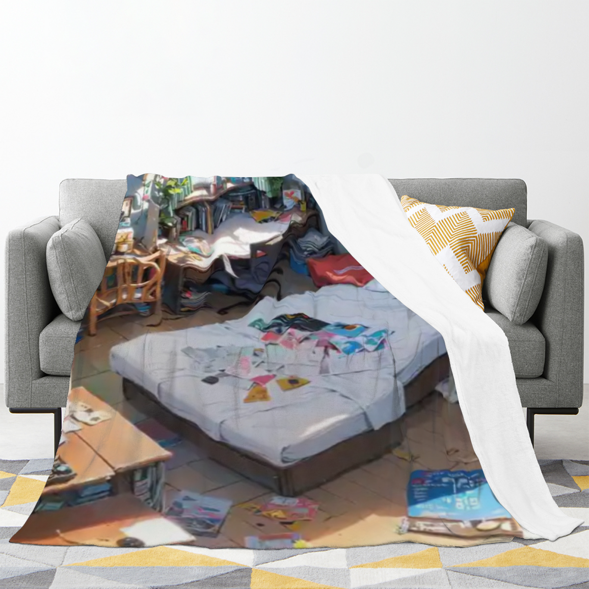 Serene Rhapsody Pastel Multicolor Modern Art Flannel Throw Blanket