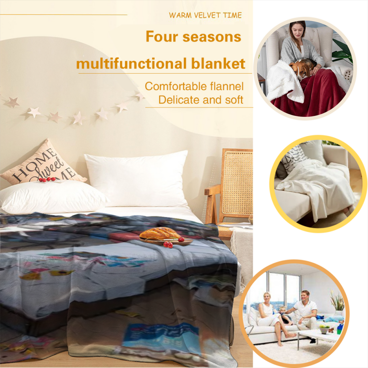 Serene Rhapsody Pastel Multicolor Modern Art Flannel Throw Blanket