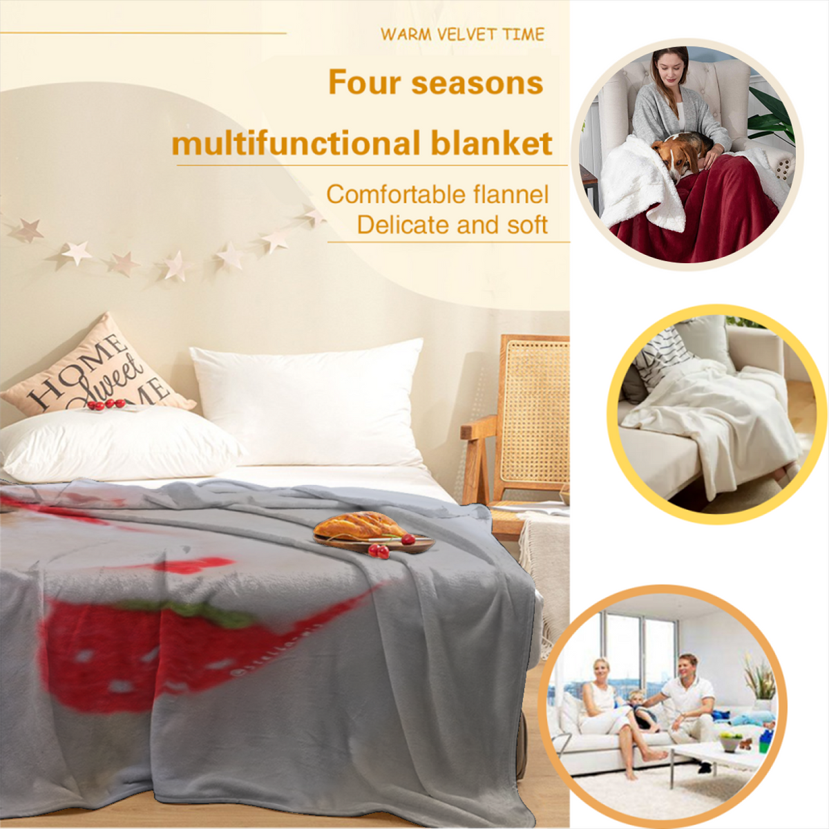 Aurora Picnic Pastel Multicolor Modern Art Flannel Throw Blanket