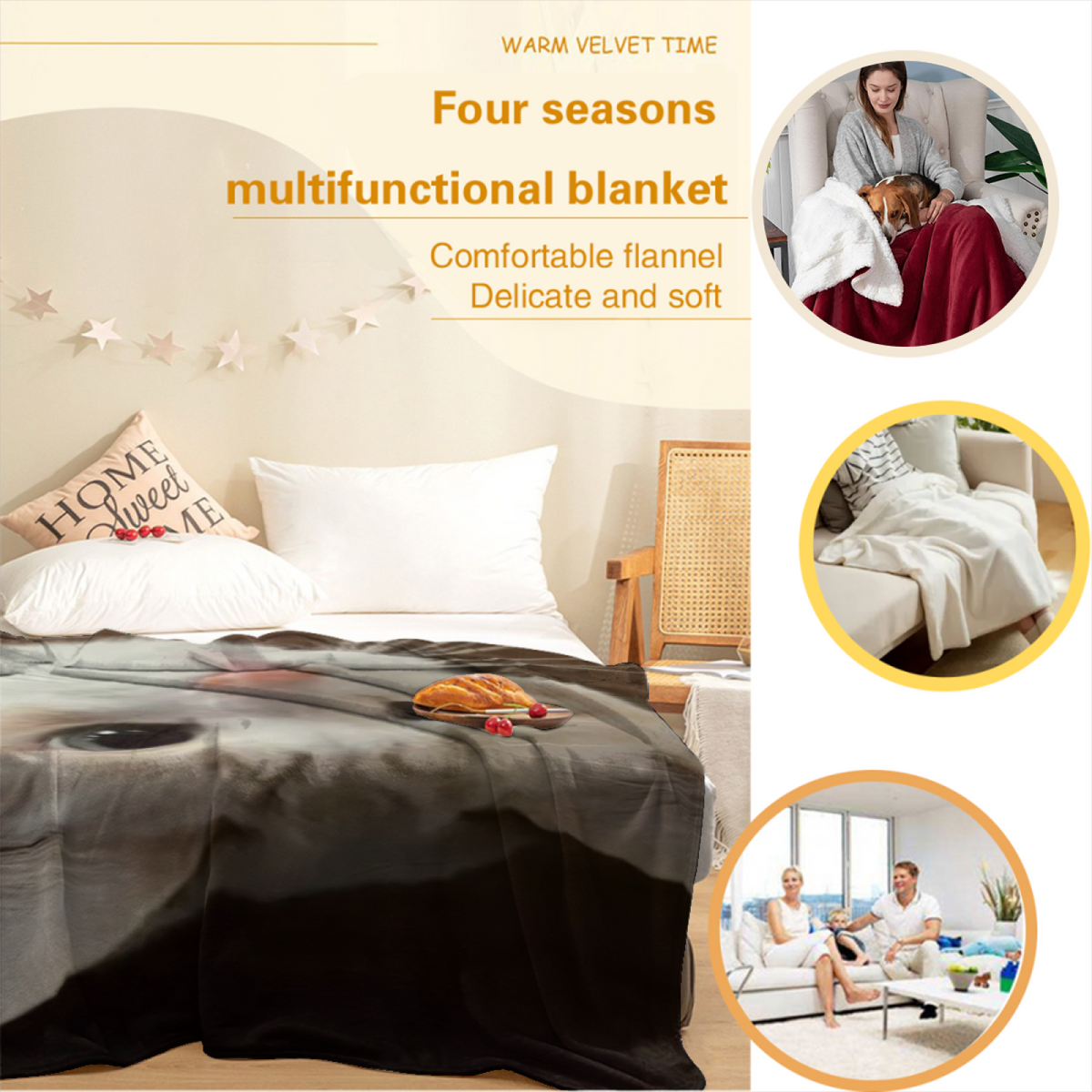Tangerine Arbor Muted Sage Art Flannel Throw Blanket