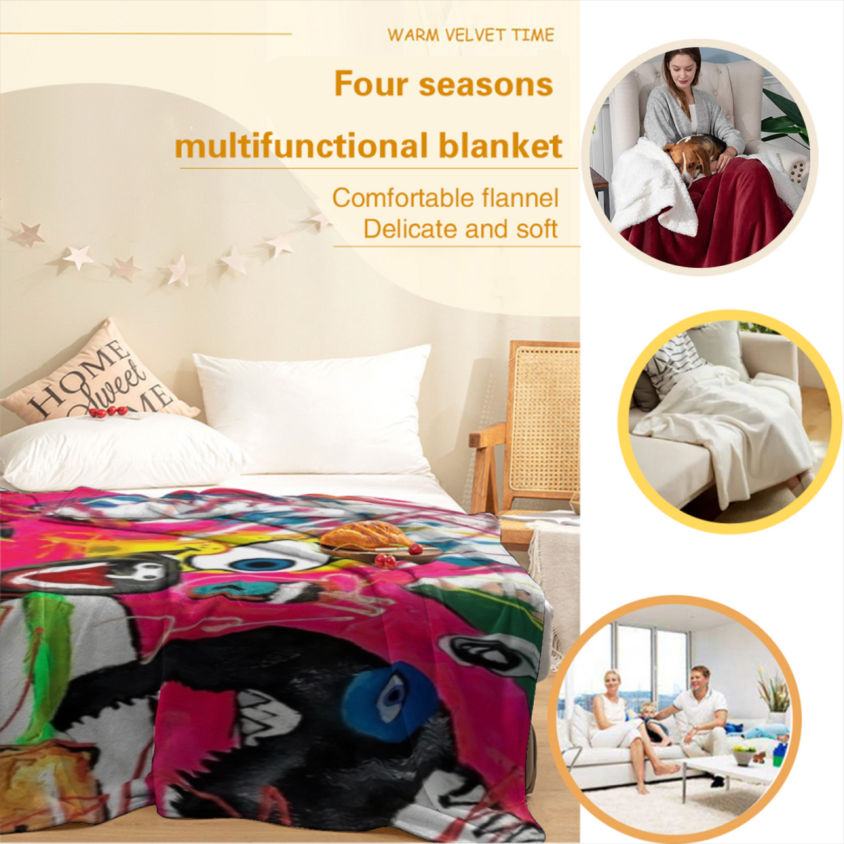 Rustic Jubilee Rich Multicolor Art Decorative Flannel Blanket