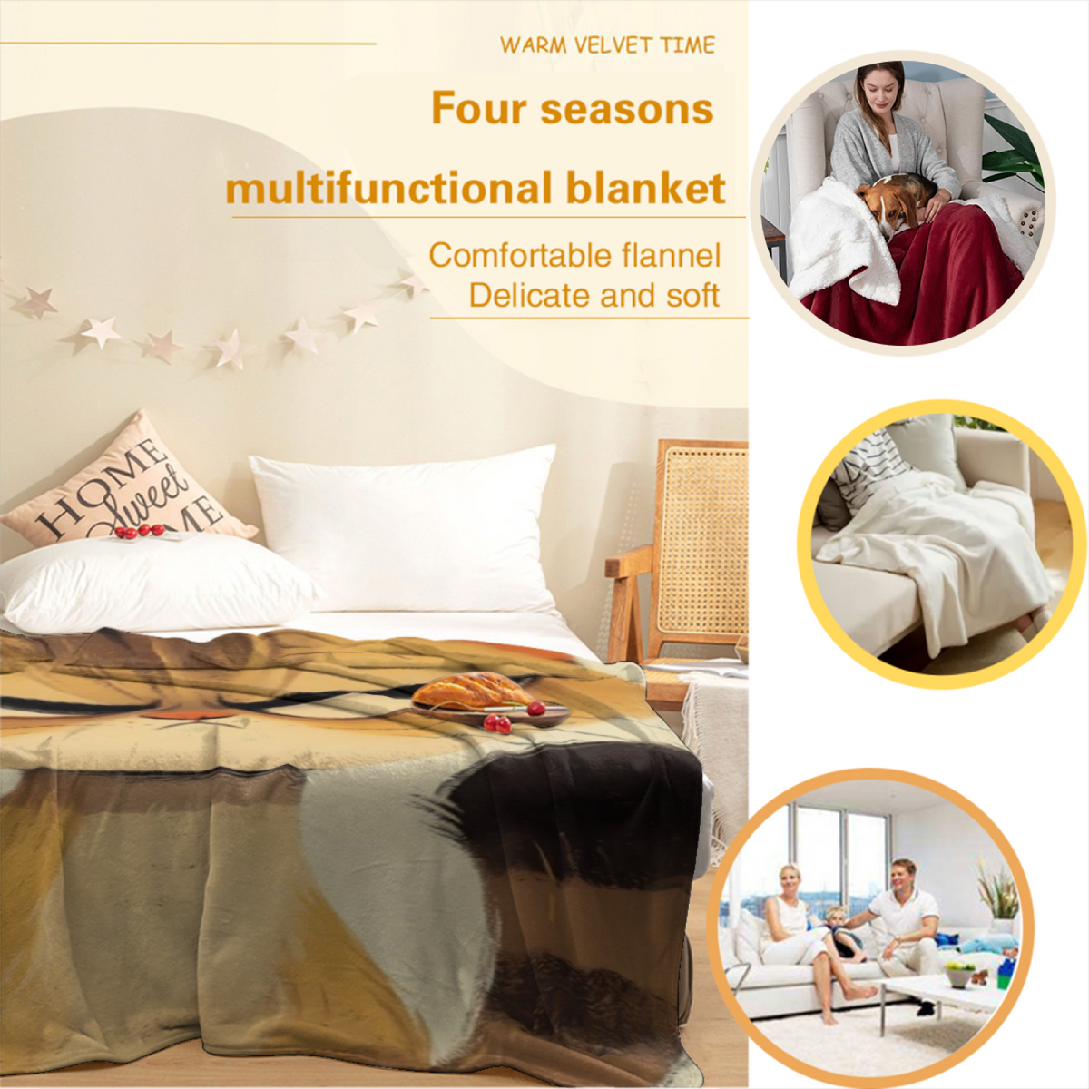 Rich Multicolor Whimsical Decor All-Season Flannel Blanket ¨C Alpine Daydream Edition