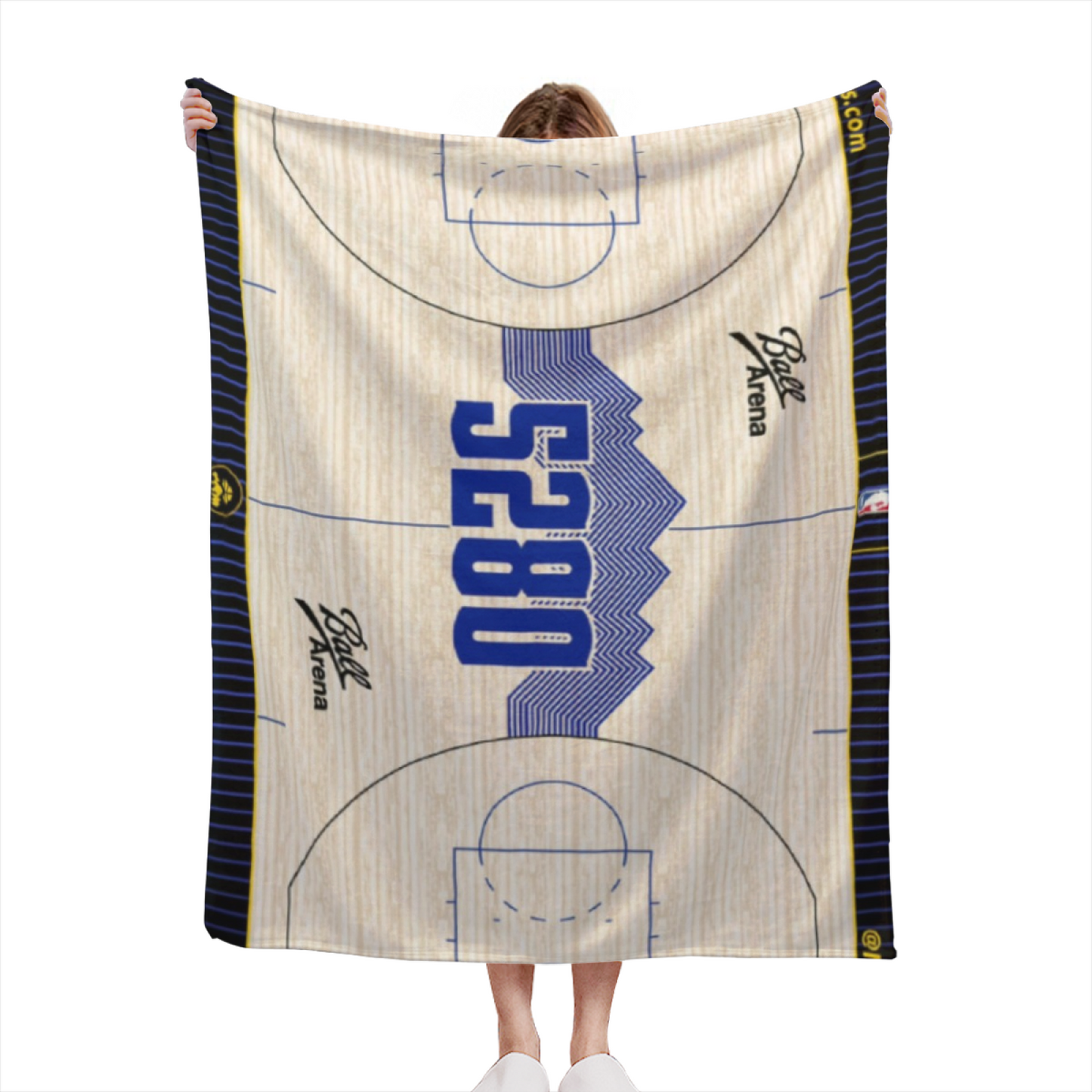 Blue Basketball Court Flannel Throw Blanket ¨C Classic Sports Graphic
