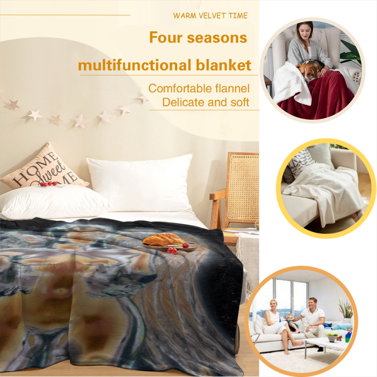 Enchanted Fern Home Accent Lightweight Flannel Throw ¨C Soft Neutral