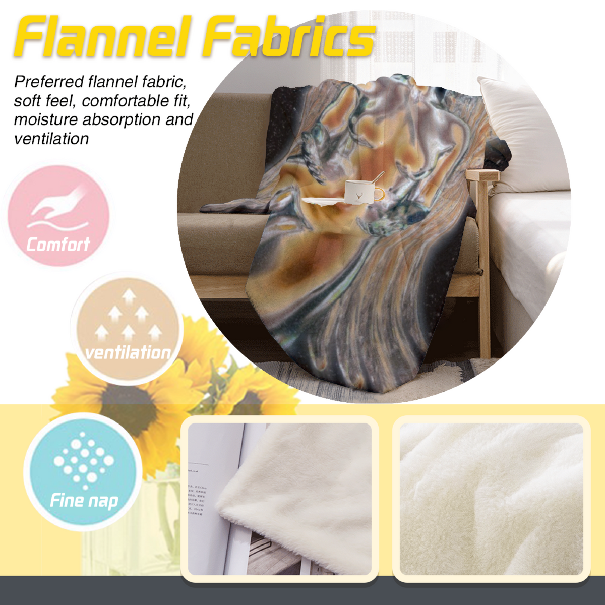 Enchanted Fern Home Accent Lightweight Flannel Throw ¨C Soft Neutral