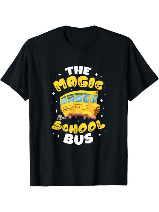 Magic School Bus Driver School Bus Drives Back to School Humor Vintage Printed T-shirt, Men'S Casual and Comfortable T-shirt Summer, Men'S Short-sleeved Top for Everyday Activities Birthday Gift to Men