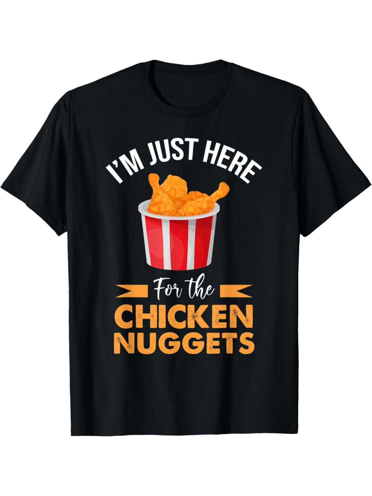 Men's "I'm Just Here for The Chicken Nuggets" Funny Graphic T-Shirt - 100% Cotton, Comfortable & Casual with Retro Print, Ideal for Summer Activities & Casual Attire, Great Birthday Gift