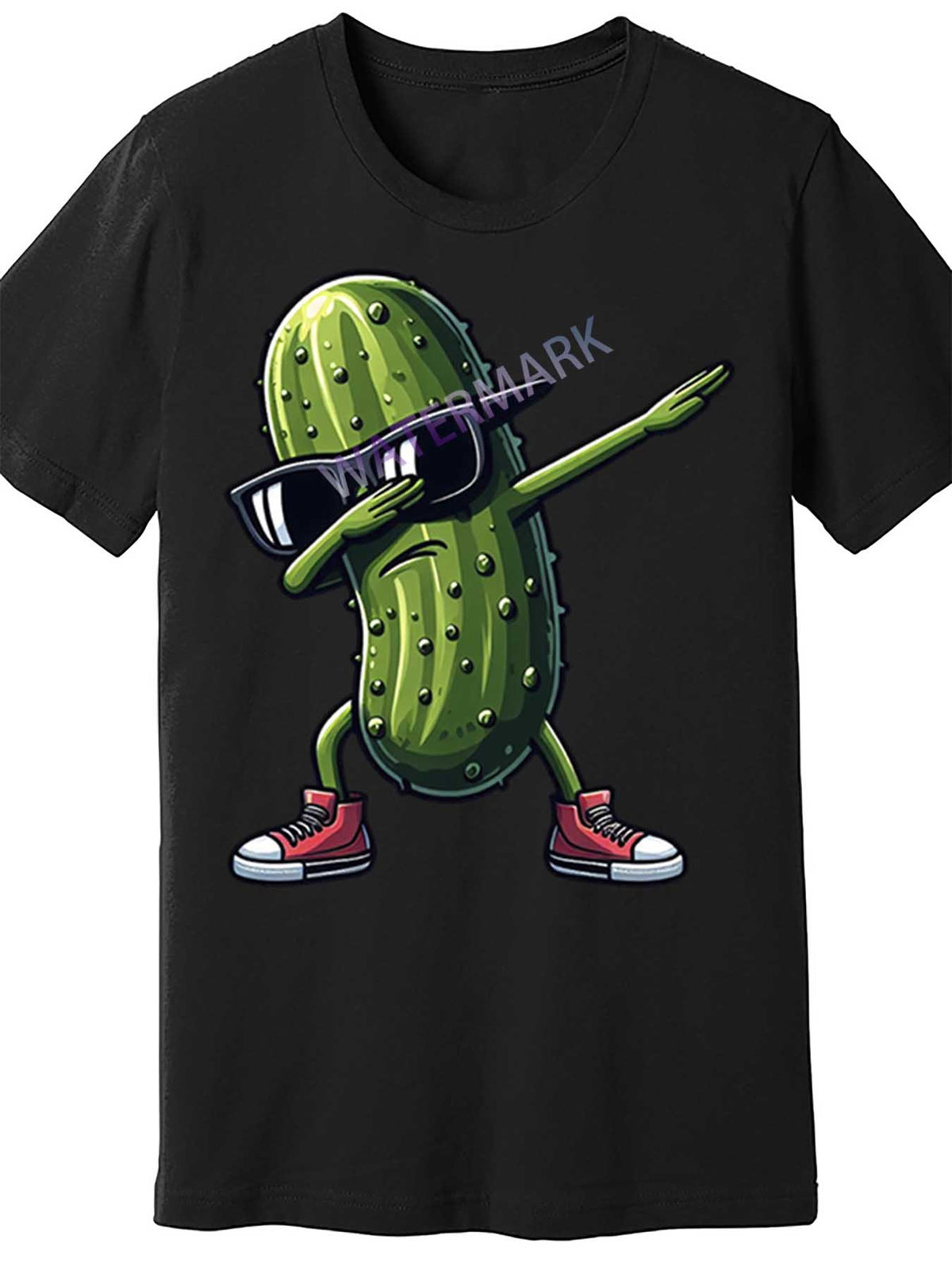[Casual Comfort] Funny Dabbing Cucumber Pickle Graphic Men's Short Sleeve T-Shirt - Black Cotton Casual Tee for All Seasons, Machine Washable, Unique Gift for Pickle Lovers