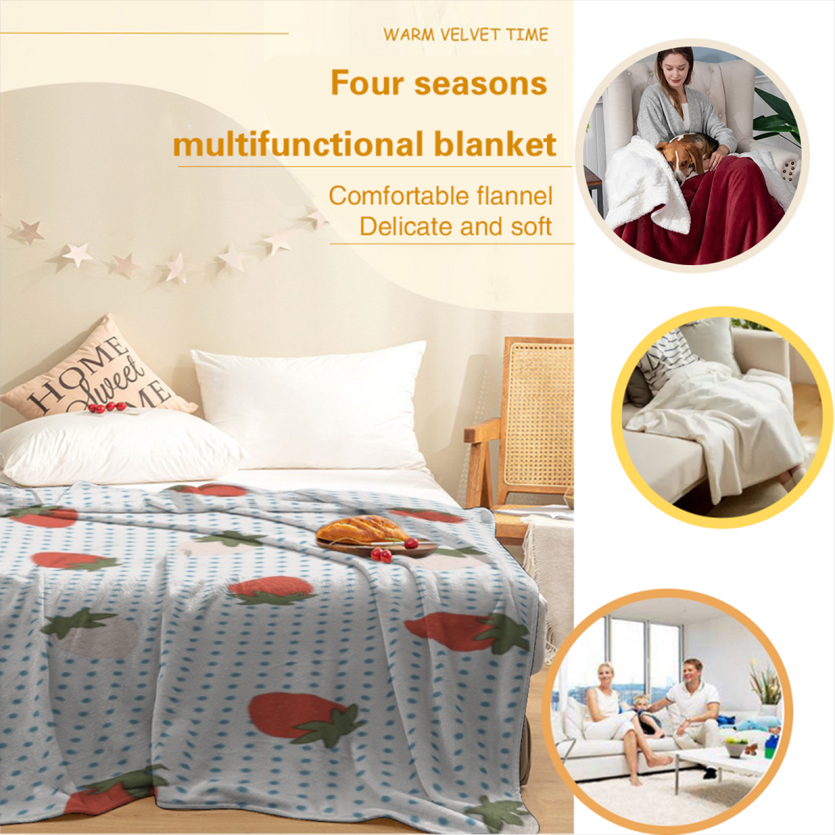 Youthful Island Sketch All-Season Flannel Blanket