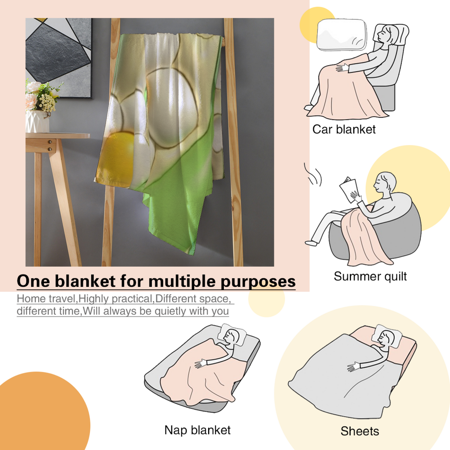 White Daisy Flannel Throw Blanket ¨C Cute Floral Garden Print