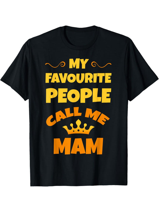 Favorite People Call Me MAM" Men's Black T-Shirt - Soft 100% Cotton, Casual & Comfortable Short-Sleeve Tee with Bold Orange & Yellow Print - Ideal for Casual Attire & Birthday Gifts, Retro Trendy, Summer, Birthday Gift to Men