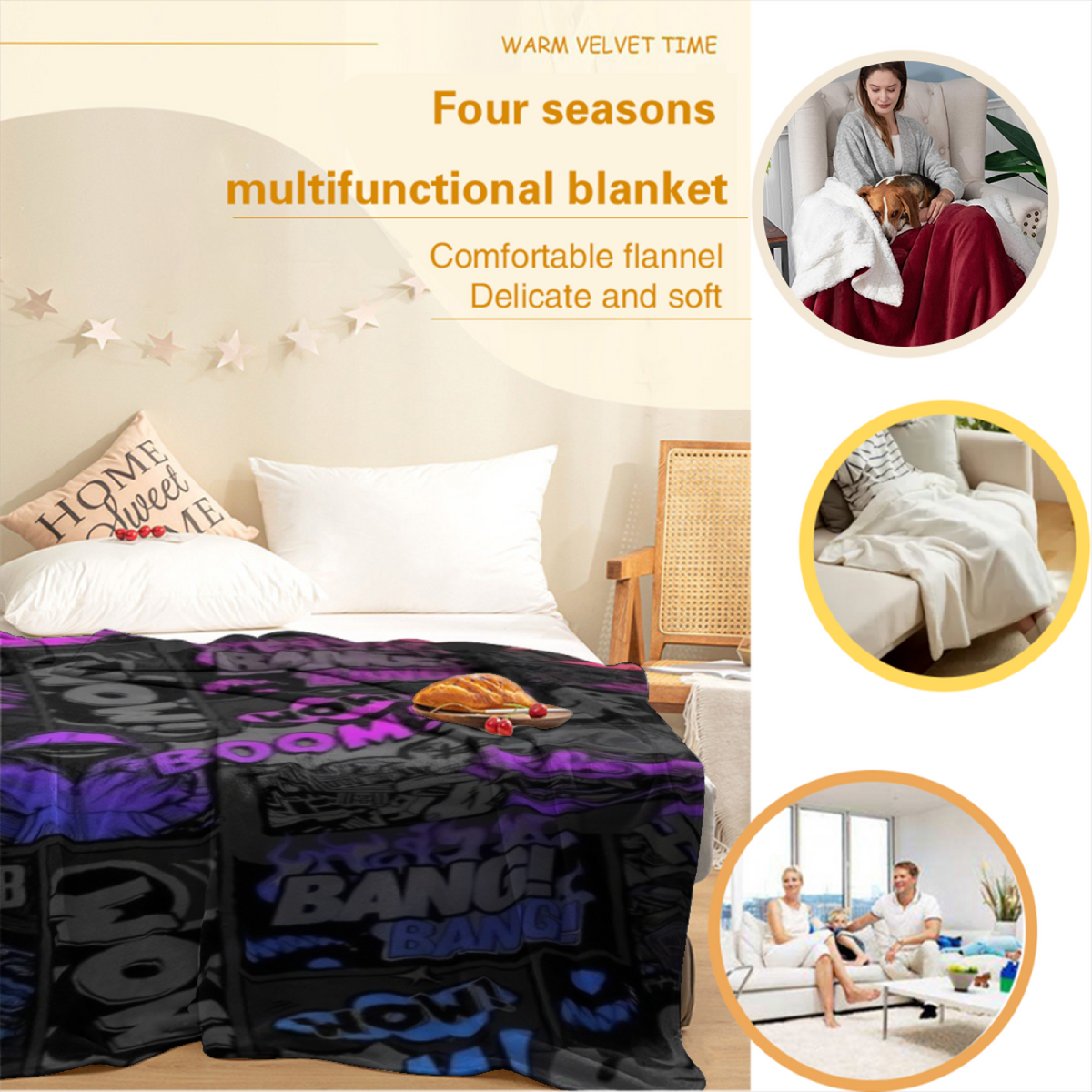 Wildwood Picnic Soft Neutral Art Flannel Throw Blanket