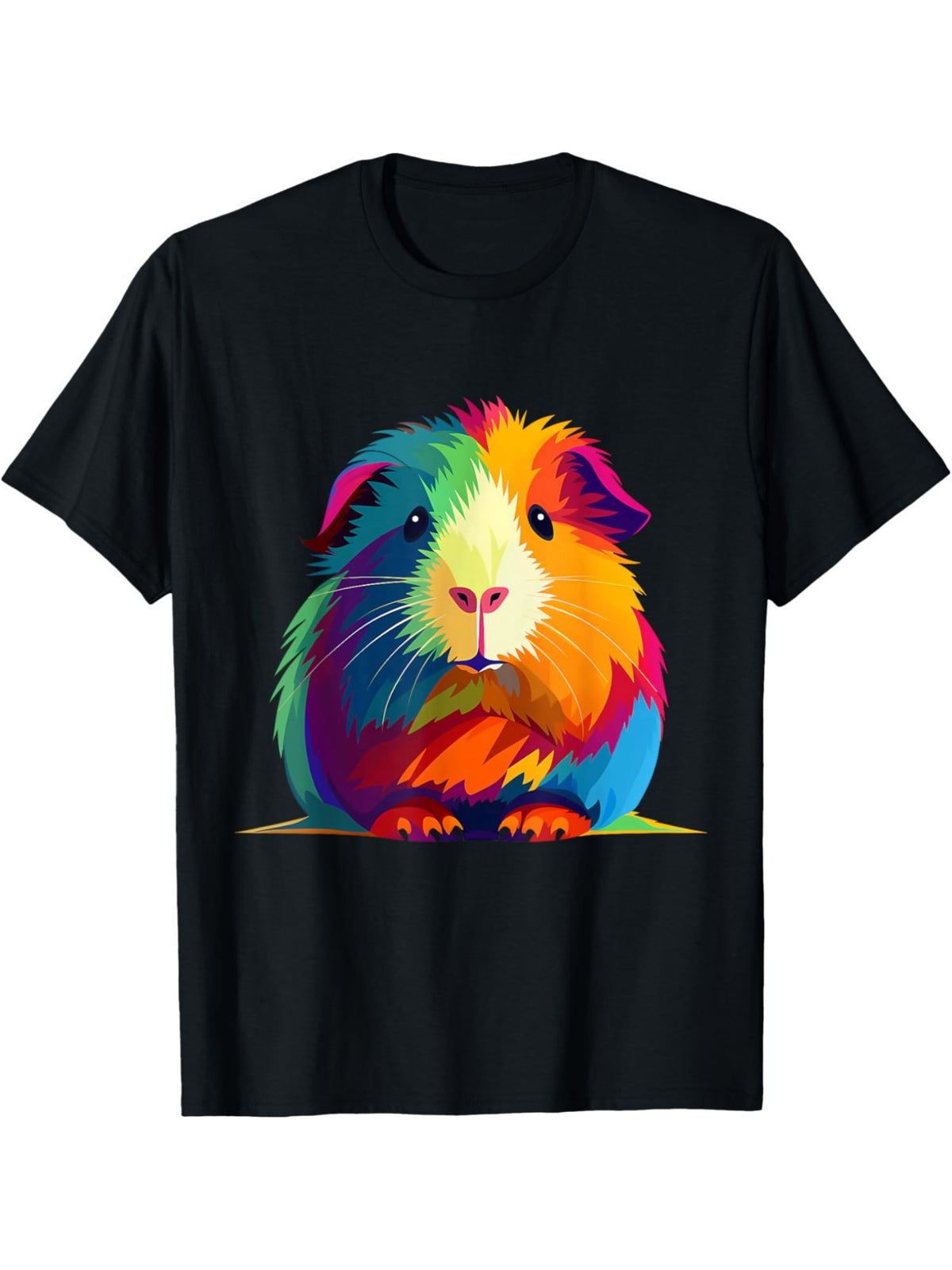 Cute Guinea Pig Rainbow Design for Guinea Pig Lovers Funny Rainbow Retro Trendy Printed T-shirt, Men'S Casual and Comfortable T-shirt Summer, Men'S Short-sleeved Top for Everyday Activities Birthday Gift to Men