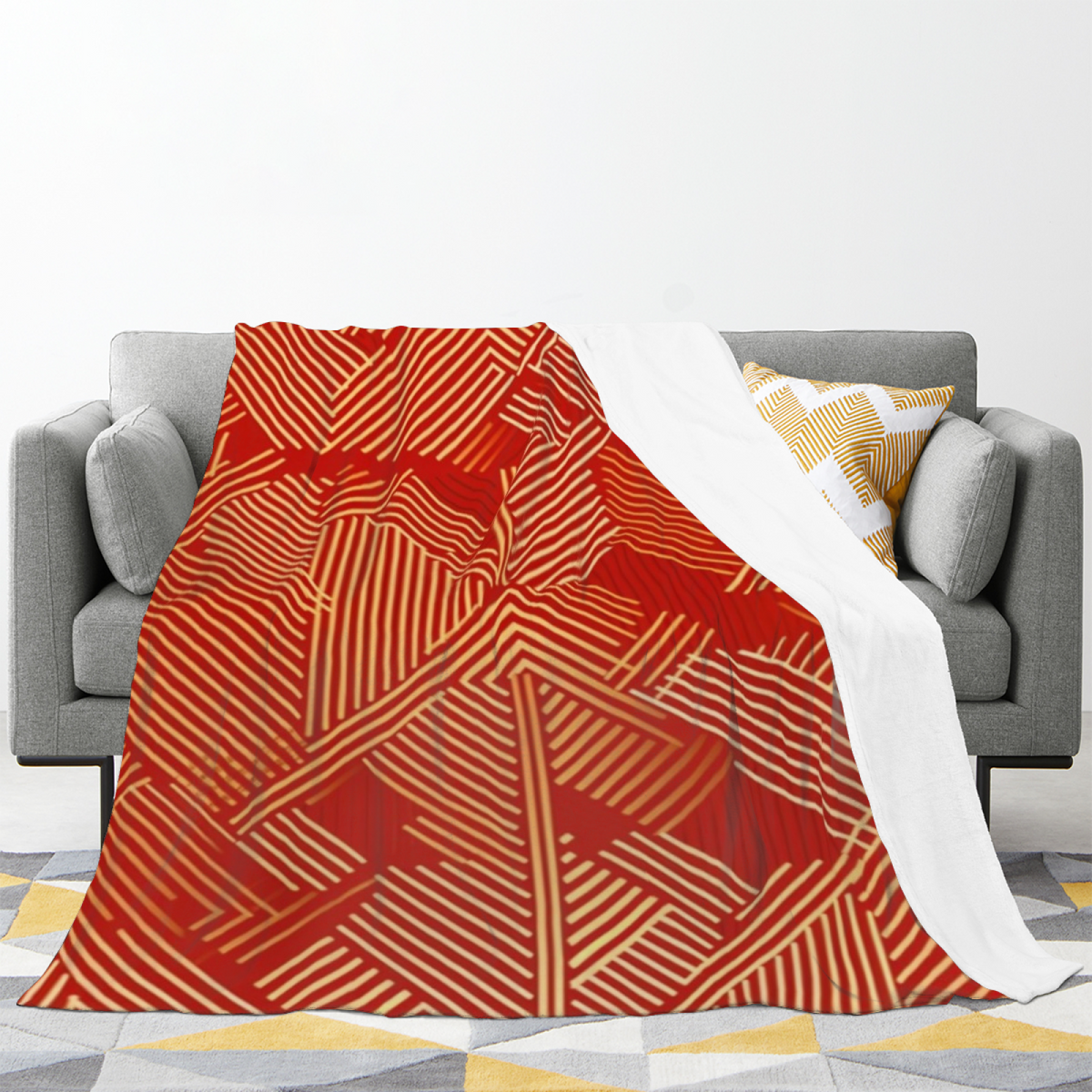 Earthy Neutral Radiant Solstice Soft Flannel Blanket ¨C Contemporary Pattern