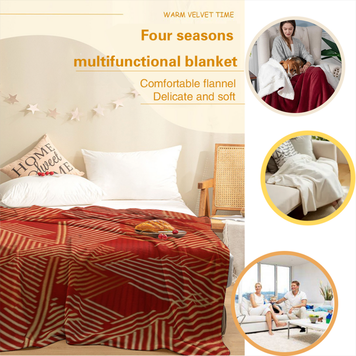 Earthy Neutral Radiant Solstice Soft Flannel Blanket ¨C Contemporary Pattern