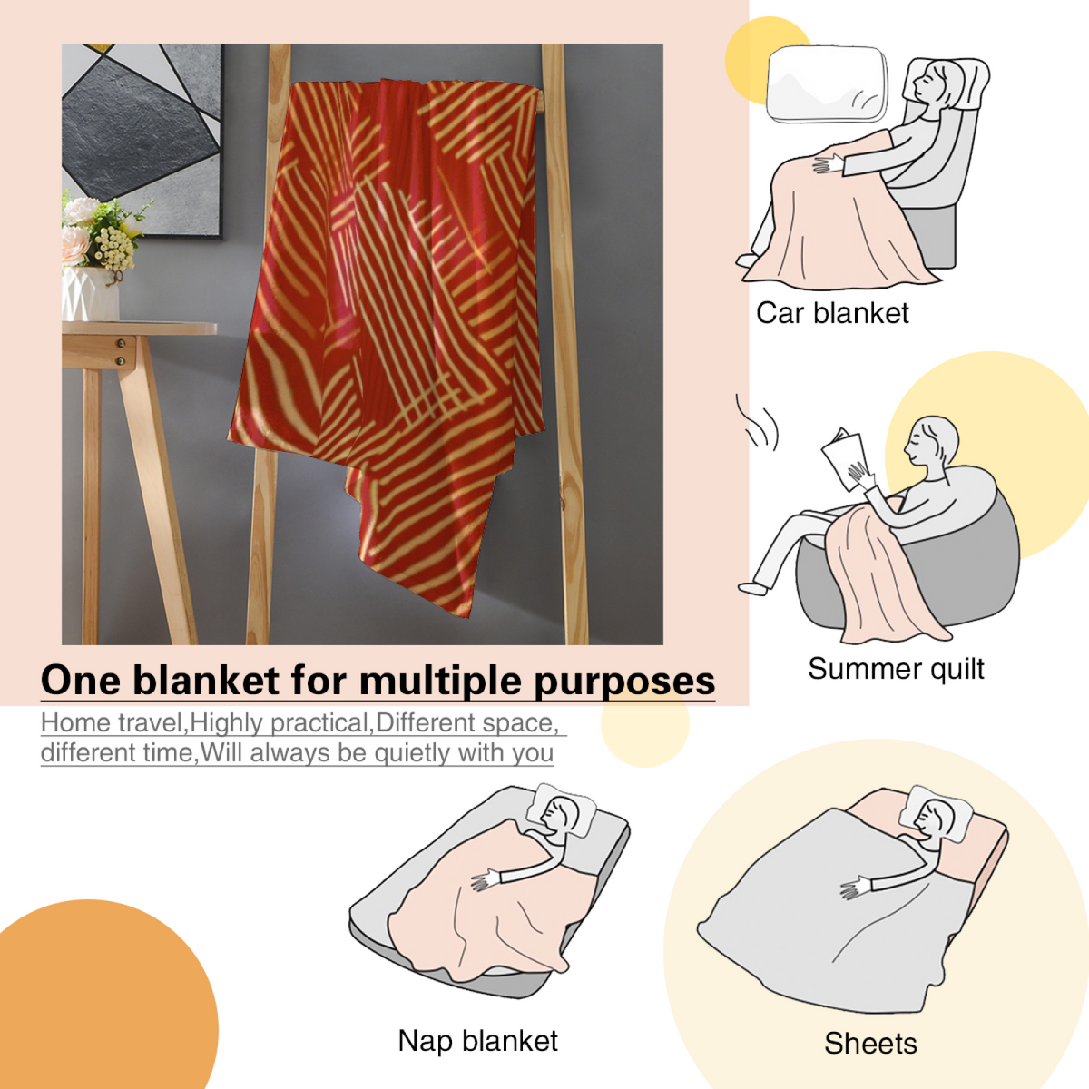 Earthy Neutral Radiant Solstice Soft Flannel Blanket ¨C Contemporary Pattern