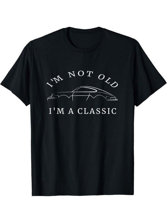 I'm Not Old I'm A Classic Funny Car Graphic Gift Retro Trendy Birthday Printed T-shirt, Men's Casual and Comfortable T-shirt Summer, Men's Short-sleeved Top for Everyday Activities Birthday Gift to Men